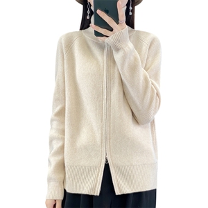 休闲立领毛衣外套女2024新款针织衫羊毛开衫上衣拉链卫衣韩版外搭图片