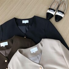 款号：WW0067 名称：V领短款西装外套，女装西装，BD