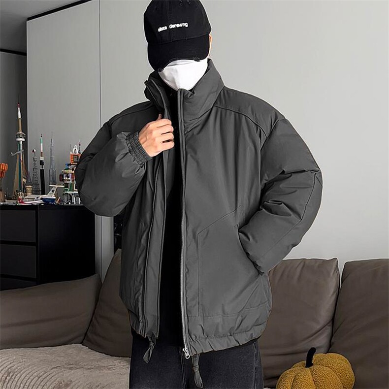现货冬季美式休闲加厚雪山外套夹克立领纯色三防户外工装棉服,男装夹克,电商A443