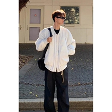 白色压皱美式棒球服男款秋冬潮牌高级感短款飞行员夹克M5014，男装夹克，星座1116A（原606A-3）