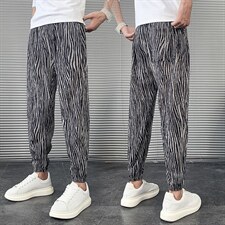 2025秋冬新款丝绒褶皱休闲裤男韩版潮流斑马纹裤子A327-L701-P55，男装休闲裤，电商A327