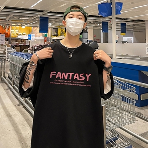 港风23新款夏季时尚复古百搭宽松字母印花短袖T恤T6091P25控38图片