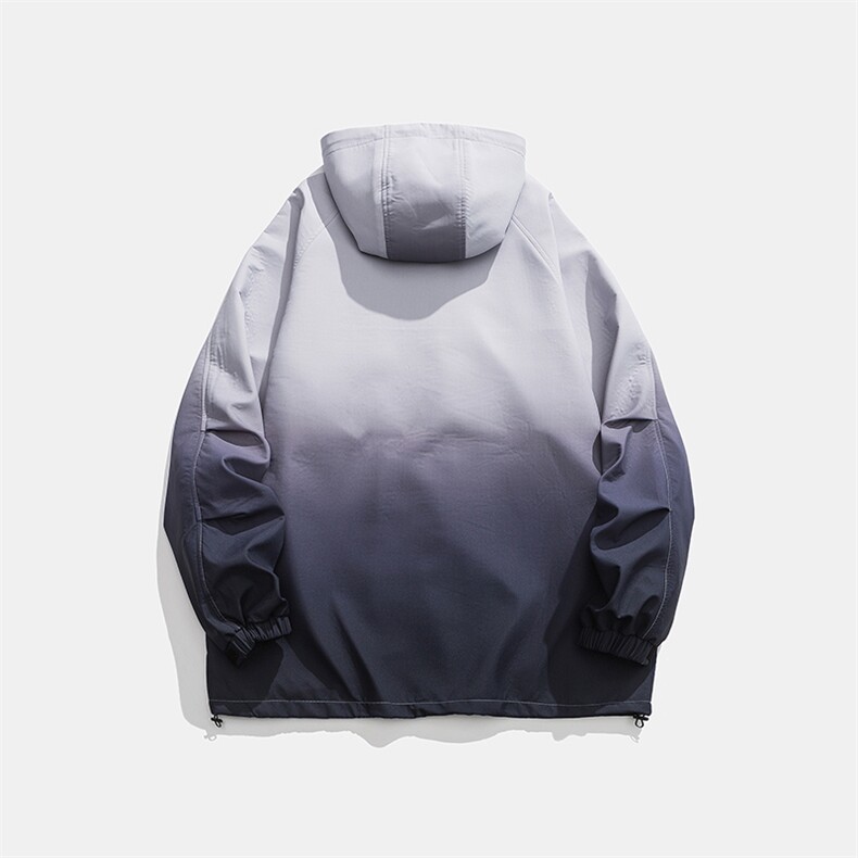 秋冬防水连帽扎染渐变颜色夹克外套冲锋衣宽松版型JK9262P-75,男装夹克,电商A128