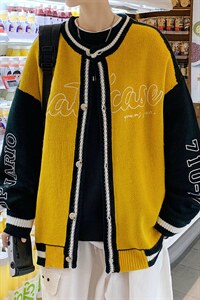 ！2023秋冬新款男士开衫毛衣百搭潮流棒球服外套M325P78，男装针织衫/毛衣，电商B220