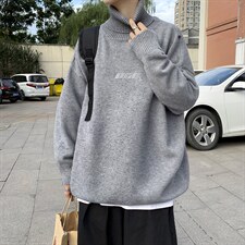 秋季男装青少年宽松休闲毛衣韩版潮流高领针织衣A161-2-M2057-P50，男装针织衫/毛衣，电商A161-2