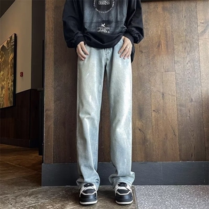 美式牛仔裤男韩版潮流破洞帅气2023秋季ins宽松长裤RK908-P47图片