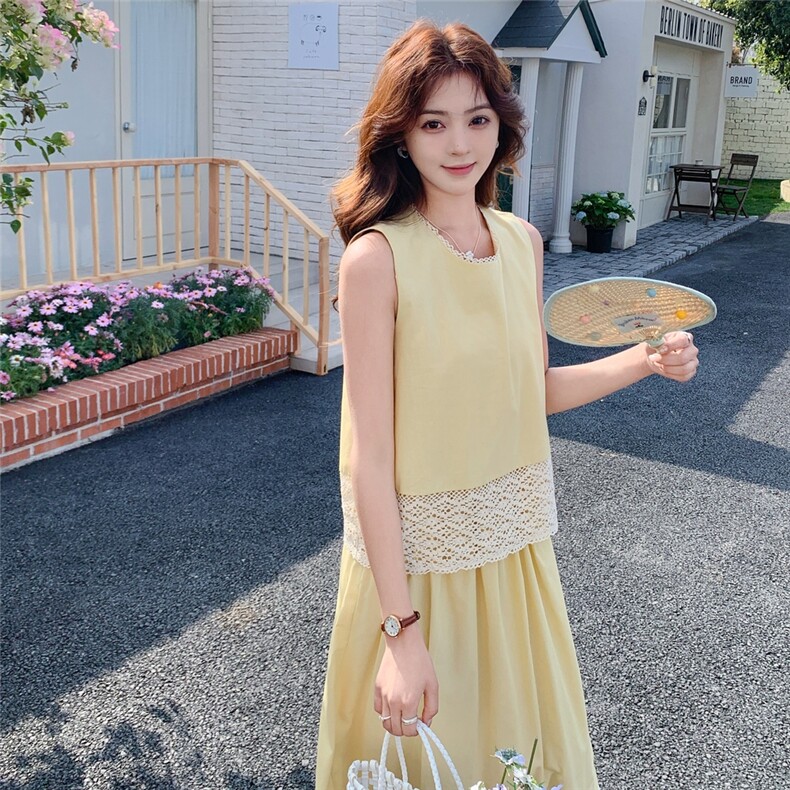 高级感蕾丝花边套装裙女2025夏季新款法式绝美减龄半身裙两件套,女装套装/套裙,2C088