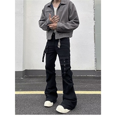 美式复古hiphop重工多口袋嘻哈街头高街喇叭牛仔裤K71526-P50网图，男装牛仔裤，电商B245