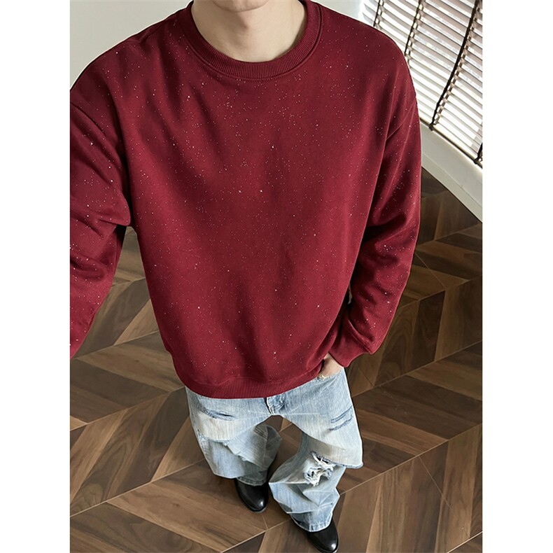 抖音得物品质26春装新款男女美式高街宽松全棉满天星圆领卫衣CM09,男装卫衣,电商A486