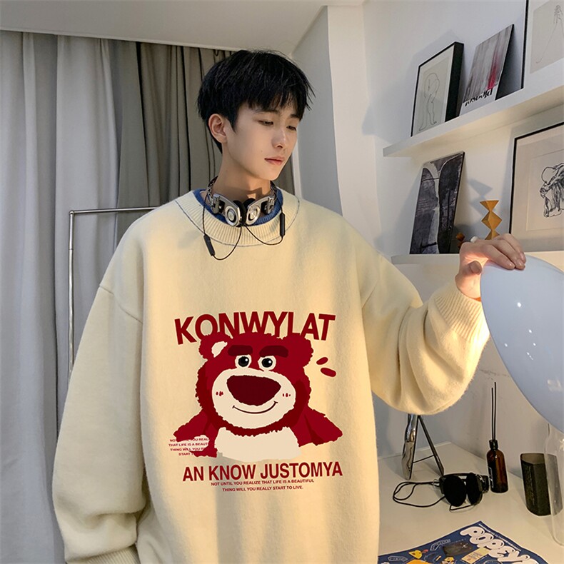 控78假两件毛衣男大码加绒针织衫男毛线衣M80285-P55加绒P70,男装针织衫/毛衣,电商A040