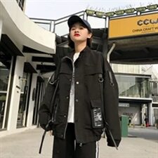 工装夹克男潮牌帅气口袋带皮无帽飘带棒球服嘻哈宽松情侣外套JK66，男装夹克，星座1804