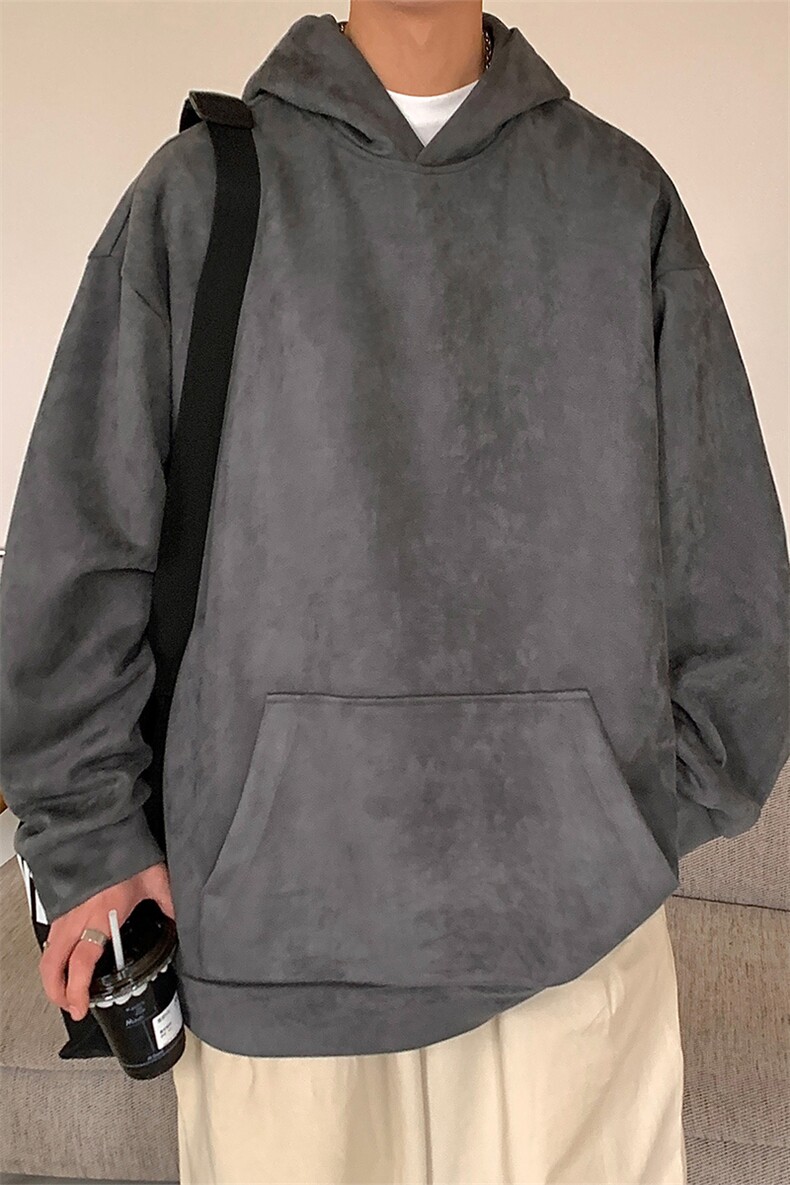 TC13-TP50控价68麂皮绒连帽卫衣男2023春港风纯色卫衣春季外套,男装卫衣,电商A102-1
