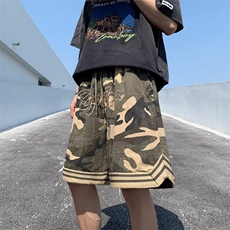 高腰时尚潮牌夏五分裤男潮流行运动裤宽松型休闲裤insKK062-P36，男装牛仔裤，星座911-3