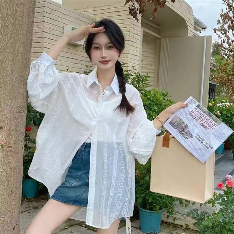 2025宽松开衫防晒新款衬衫衣女设计夏季衬衣薄款外套图片
