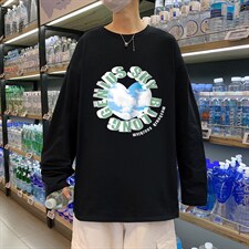 ！秋季打底衫男卫衣男潮流圆领纯棉长袖T恤男CX296-P25图片
