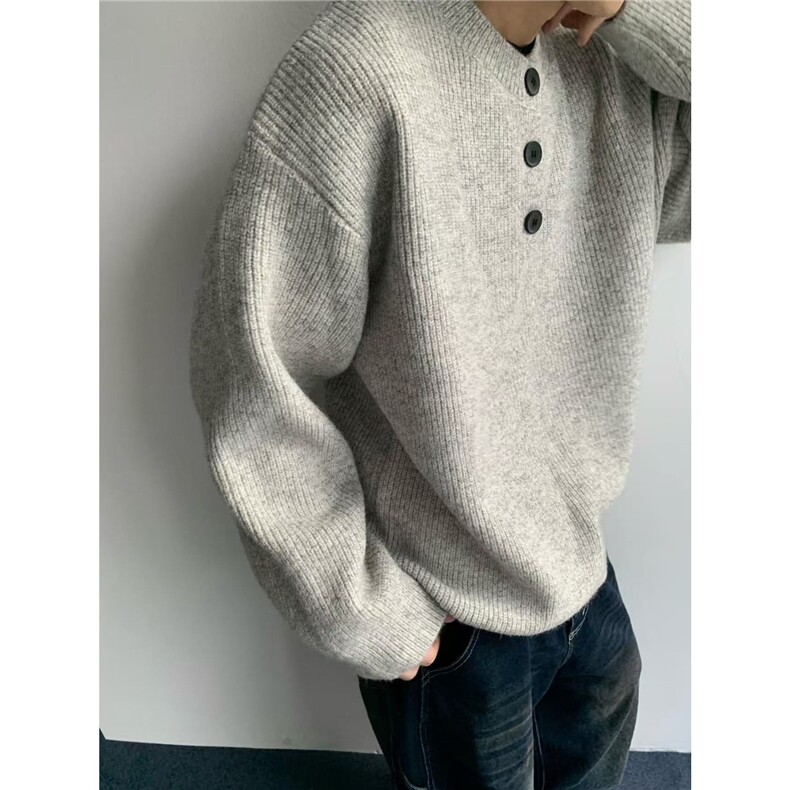 美式复古亨利领毛衣男女冬季高级感针织衫cleanfit外套L50100-54,男装针织衫/毛衣,星座1008