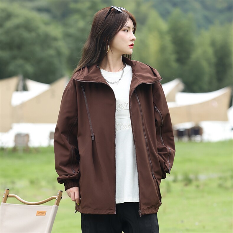 春季新款潮机能风拉件连帽冲锋衣外套宽松百搭夹克CYJK9126-P80图片