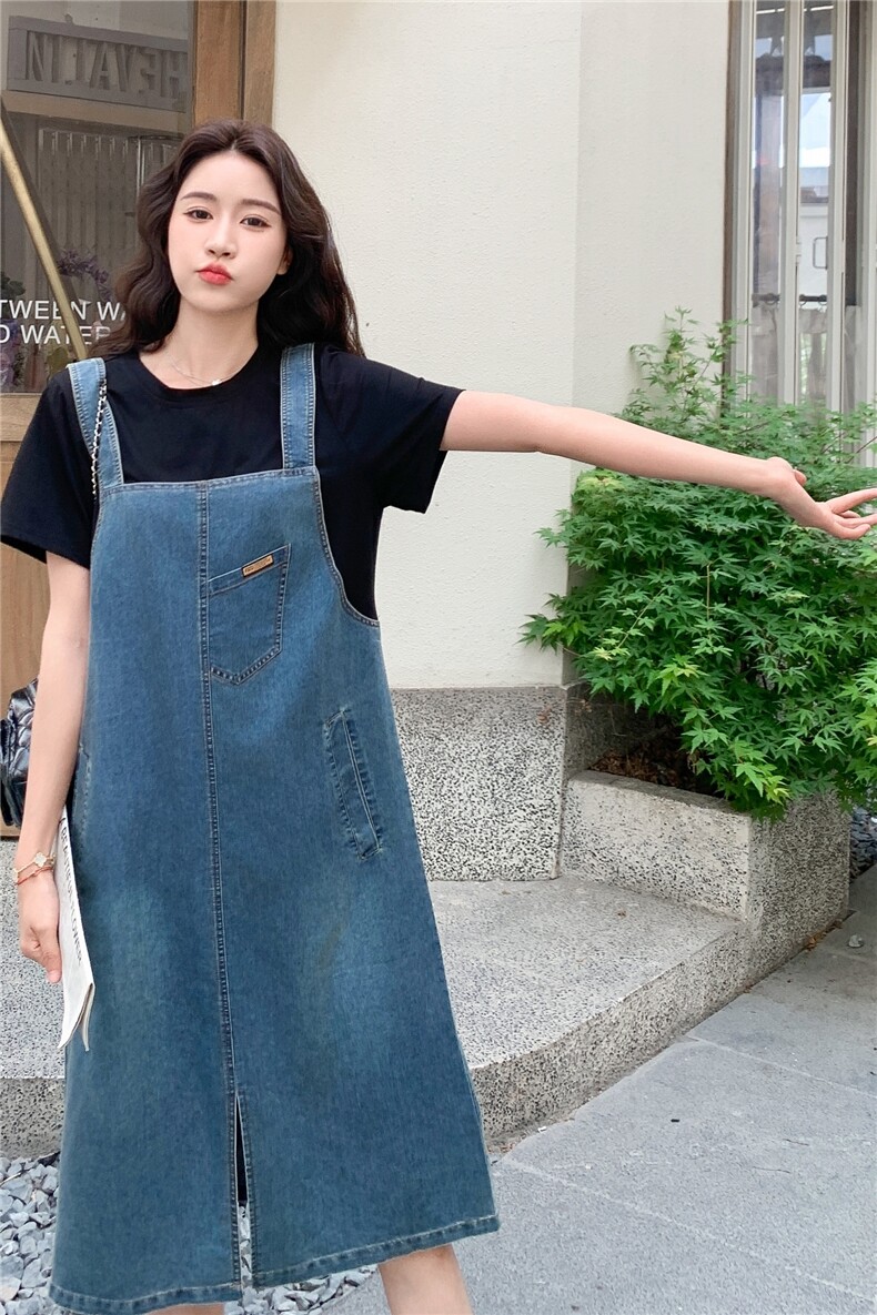 现货学院风簿款牛仔假两件背带连衣裙2C236M201P135K188,女装连衣裙,2C236