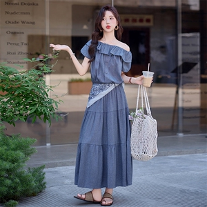 时尚穿搭一整套盐系轻熟风上衣+中长半身裙两件套裙SH073中年妈妈，女装套装/套裙，苗苗