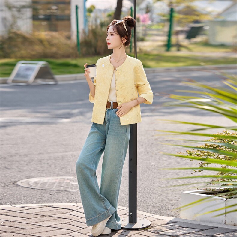 【现货！！！！】新中式绣花亮片高端短款外套！,女装短外套,素月