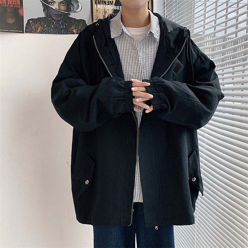 JK41077-P85纯棉连帽夹克男士大码工装夹克男外套男,男装夹克,电商A040