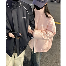 情侣装冬装港风条纹织带棉服棉衣休闲加厚外套男女G1107P118，男装棉衣，电商A339