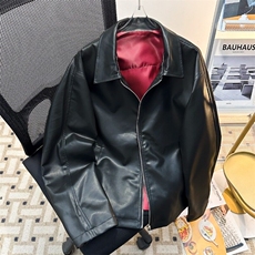 美式高街皮衣外套男士韩版潮流宽松帅气2025春季ins夹克W6445-P73，男装夹克，星座412-2