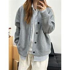 抖音得物高品质二开26春季美式潮牌宽松卫衣开衫日系肌理男女外套，女装短外套，电商A443