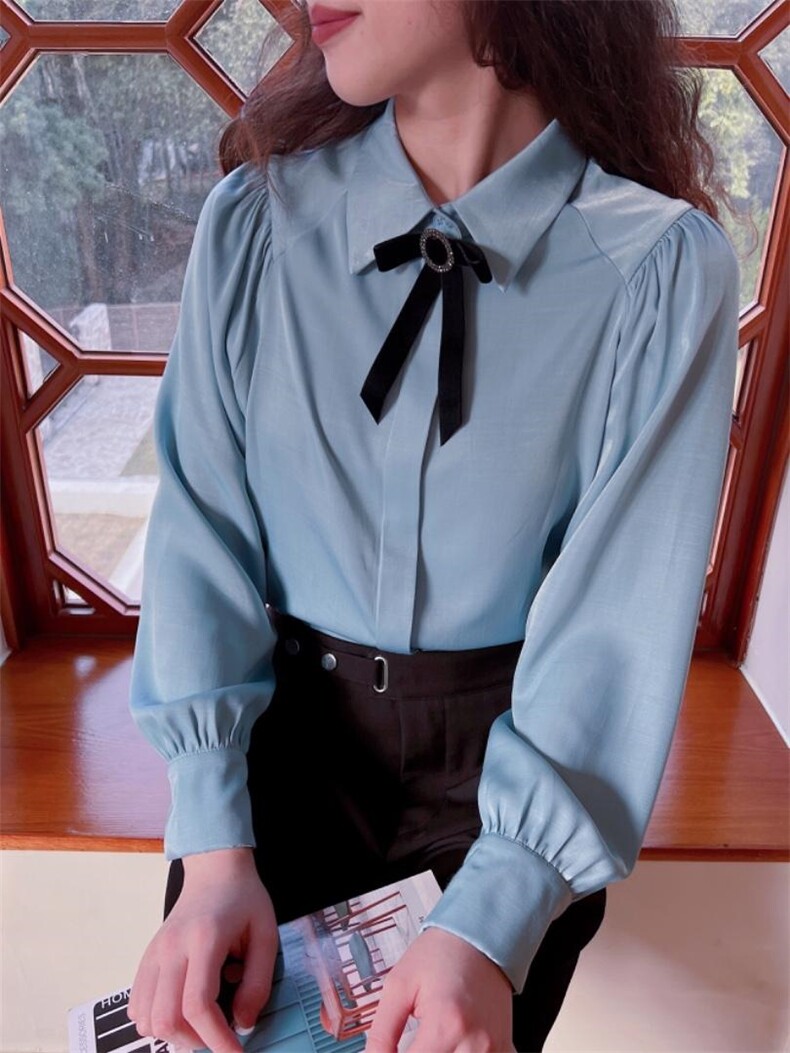 8022飘带衬衣通勤减龄，其它，书房里