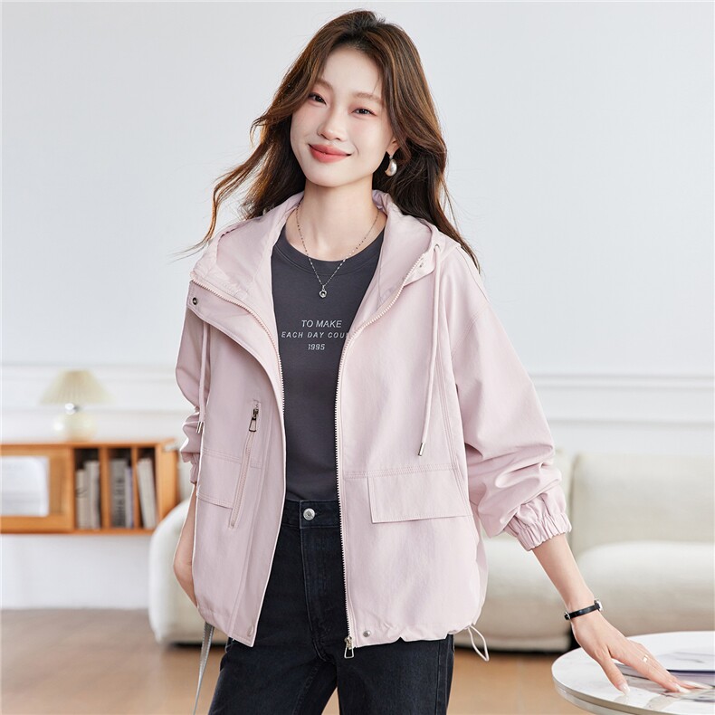 现货！2026年春季新款女士休闲外套女学院风樱花粉洋气上衣，女装短外套，沐七七