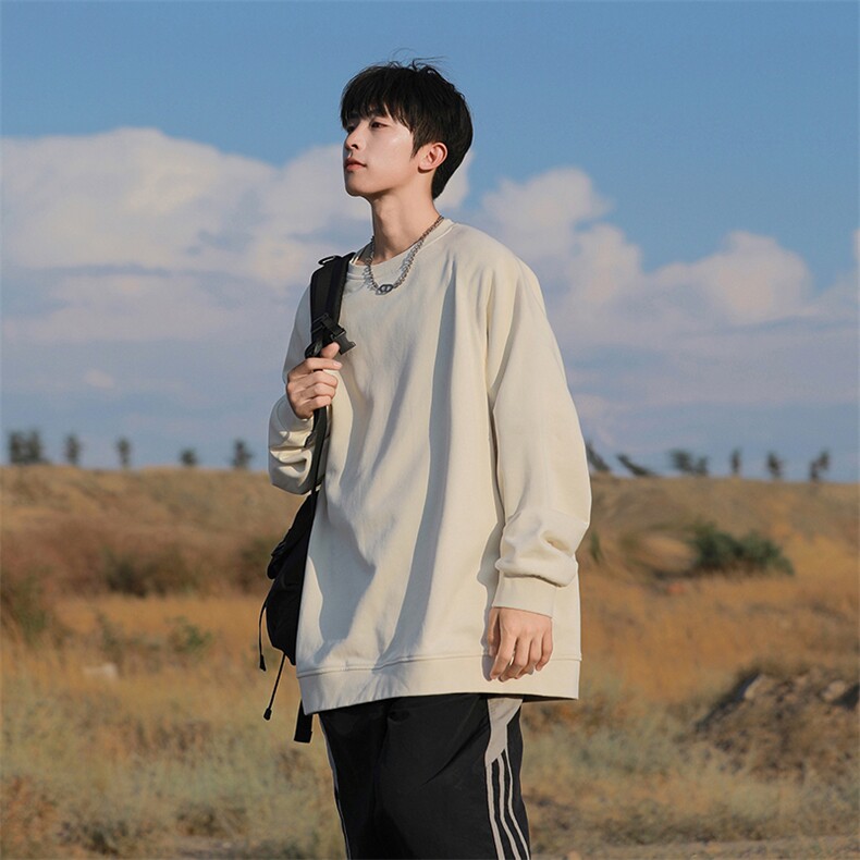 抖音得物高品质二开支持退换26春装美式宽松曼巴纯色圆领卫衣Y77,男装卫衣,电商A486-1