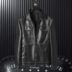 2023秋冬社会小伙PU皮衣男生机车皮夹克帅气休闲外套 LE6603-P105图片