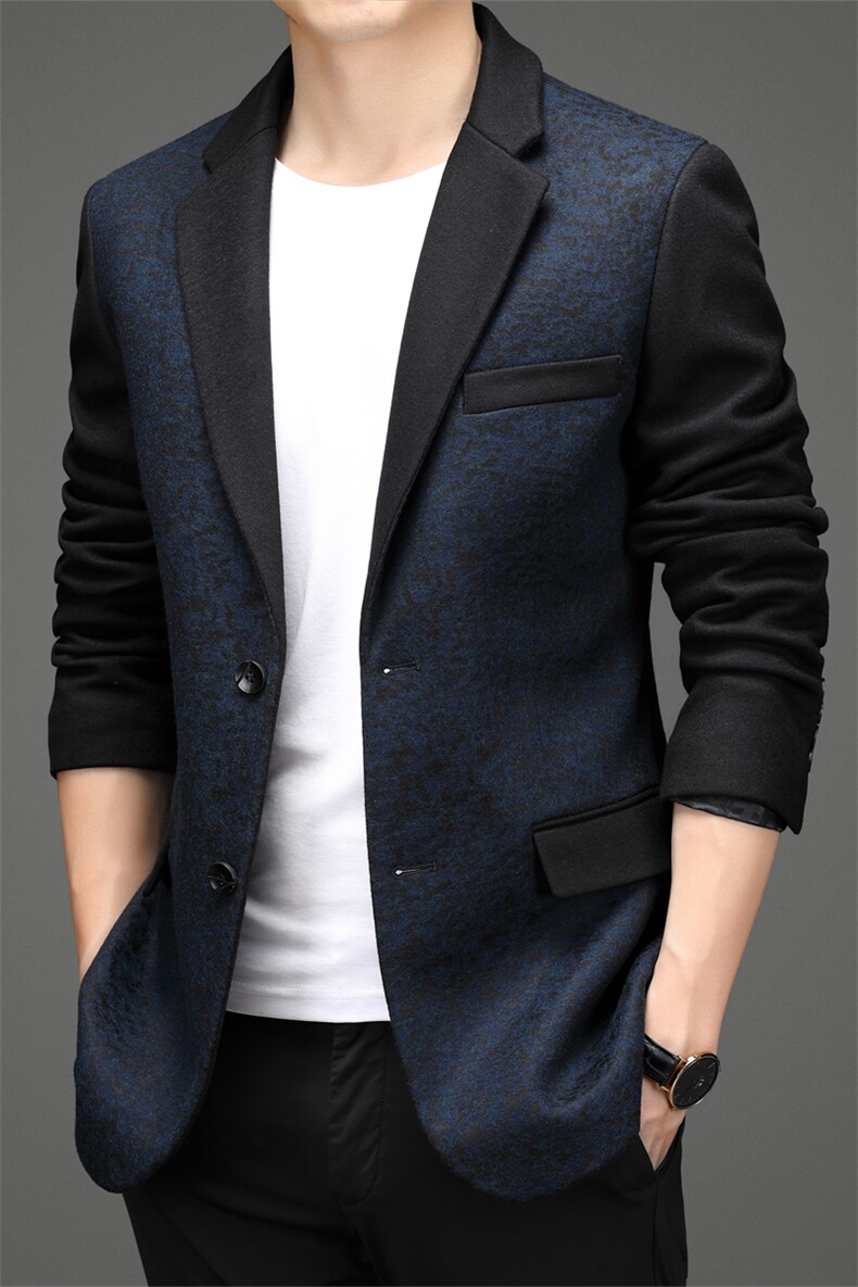 羊毛呢外套男士冬季休闲单西服宽松商务休闲西装YLA8608-P220图片
