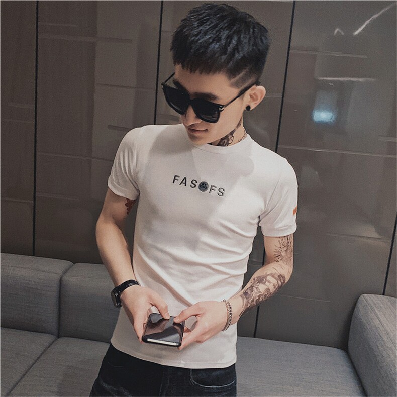 夏季刺绣短袖t恤男潮流快手社会小伙半袖体恤小衫C301B-DT22,男装T恤,电商C301B
