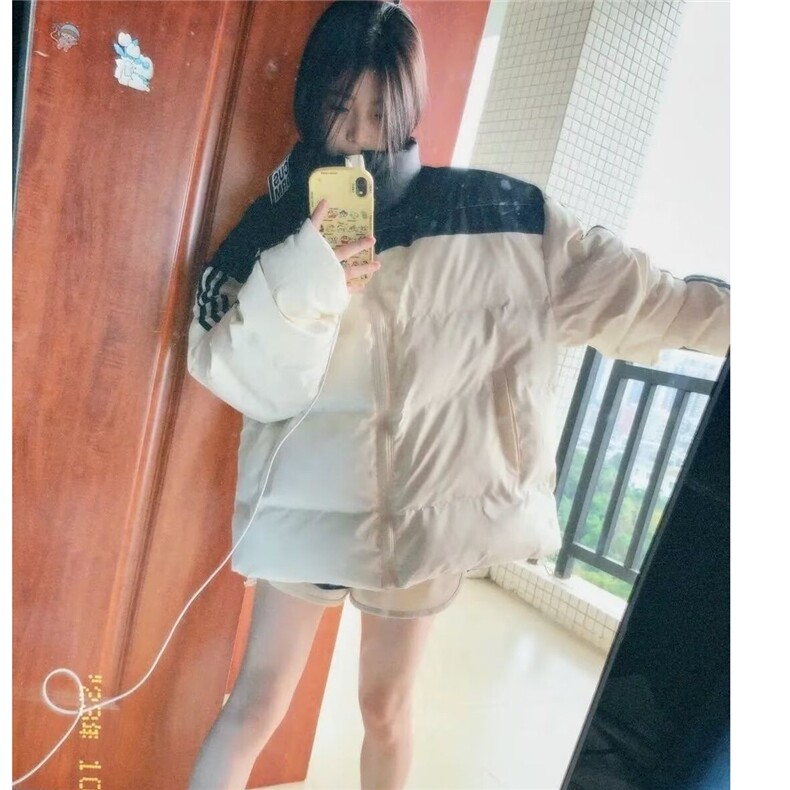 美式复古拼接条纹棉服棉衣女冬季外套小众街头学生加厚保暖面包服,男装棉衣,星座506A