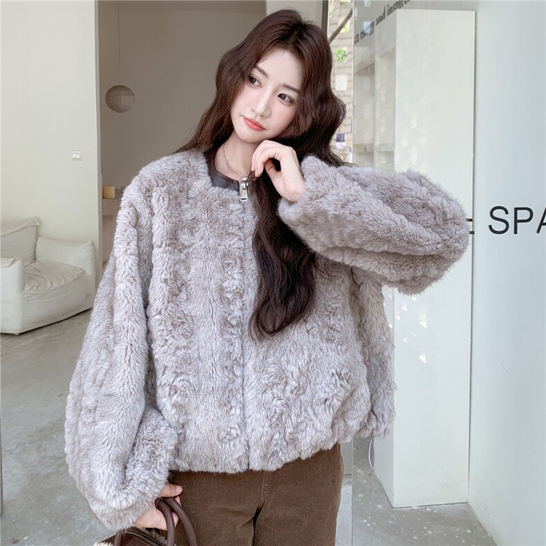 8679灰色气质羊羔毛外套8679-P190-K278,女装短外套,2C232