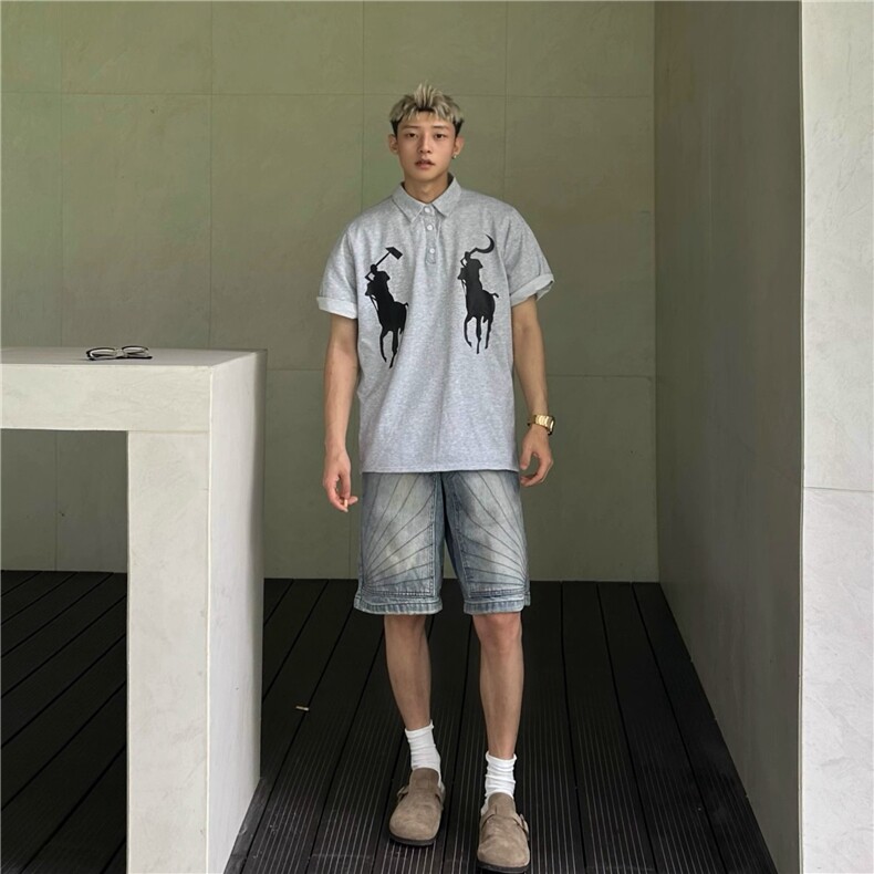 美式重工解构牛仔短裤男夏季宽松设计感复古水洗情侣五分裤XXD06,男装牛仔裤,星座208-5