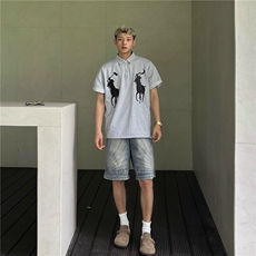 美式重工解构牛仔短裤男夏季宽松设计感复古水洗情侣五分裤XXD06，男装牛仔裤，星座208-5