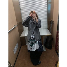 日系复古格子衬衫你男女春秋季新款基础款叠穿宽松慵懒感休闲衬衣，男装衬衫，星座506A