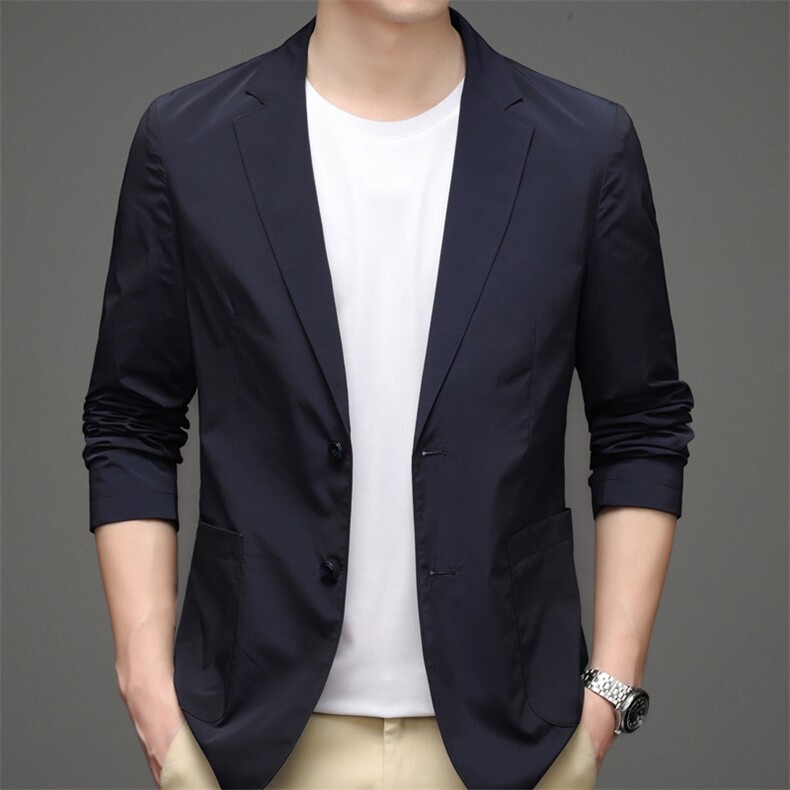 单排扣口袋中年长袖时尚春季2023年翻领上衣西服AJY2611,男装西服,钱塘6003（原4033）