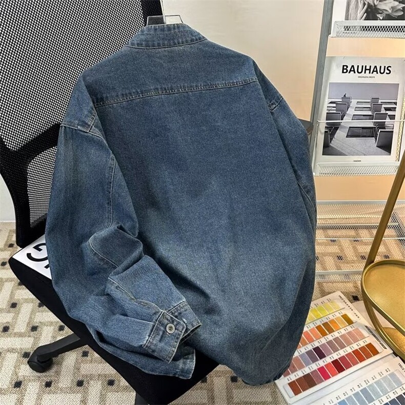 新中式风中山唐装牛仔衣W6998P70,男装工装外套,星座1116-2