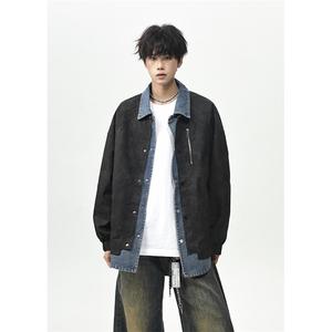 假两件牛仔外套男士潮流痞帅扎染翻领夹克25XJ55231特批75,好美时尚穿搭图片