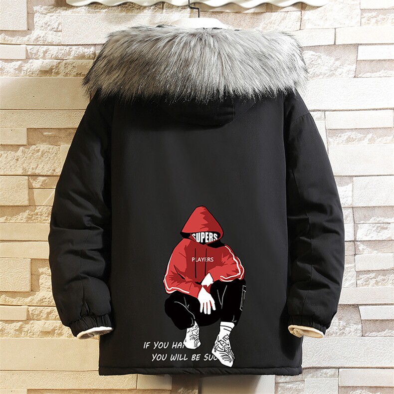 MM48051-P130冬季大毛领衣男士大码加厚袄男服砖墙,男装棉衣,电商A040A