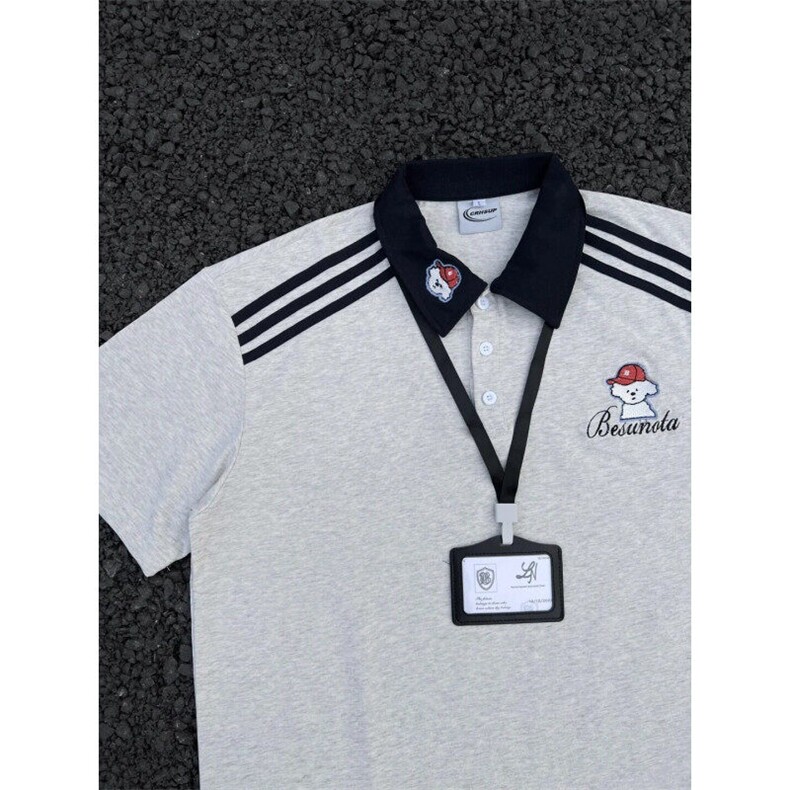 DTX88LL-P32 刺绣小狗翻领polo衫短袖t恤男女设计感小众图片
