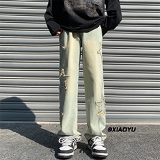 XZ616春季新款外景黄泥色星星牛仔裤TY517P55控68，男装牛仔裤，星座512A（原616）