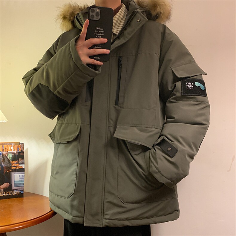 港风2026新品冬季宽松棉服派克服毛领冬装加厚外套D010-P145,男装棉衣,星座717
