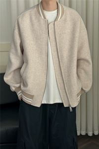 现货羊毛呢料外套男宽松休闲棒球服A351-AJ2641-P115控188图片