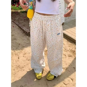 美式复古星星满印休闲裤男宽松抽绳薄款沙滩长裤K8310-P38图片