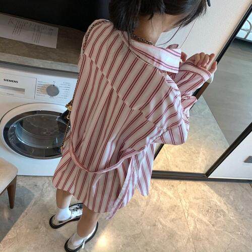 条纹衬衫，女装衬衫，XTZ style