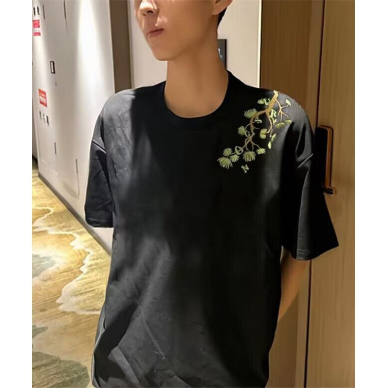 罗汉松刺绣短袖男夏季新款字母花卉重磅T恤潮牌情侣半袖T142,男装T恤,星座1116A（原606A-3）